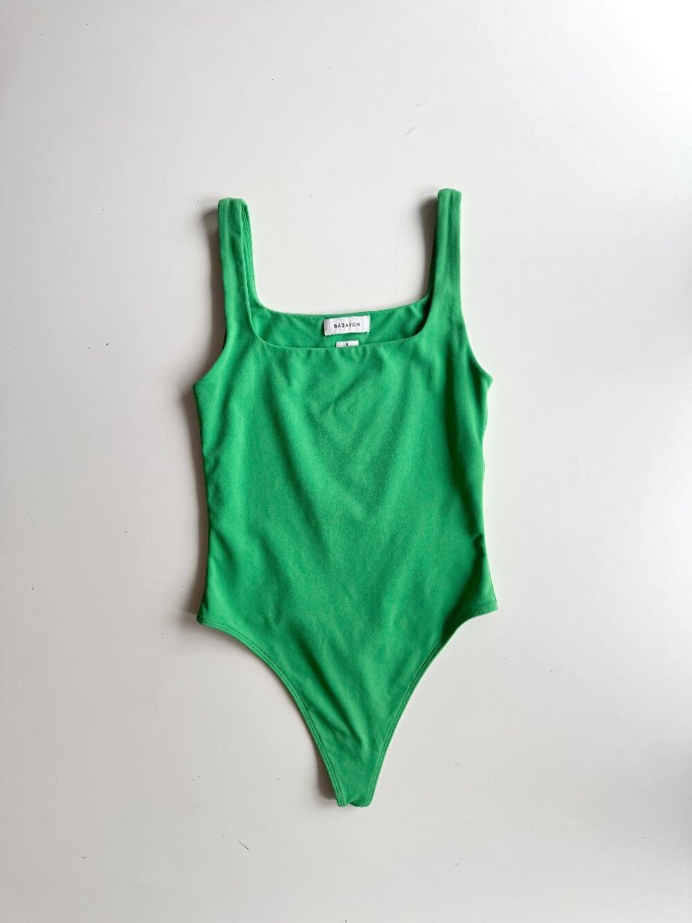 NWOT Aritzia BABATON Contour Green Square Neck Tank Thong Bodysuit, Size S